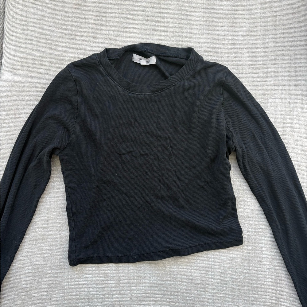 Madewell Black Ribbed Long Sleeve Top
